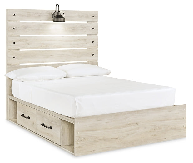 Cambeck  Panel Bed With 2 Storage Drawers With Mirrored Dresser