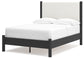 Cadmori Full Upholstered Panel Bed with Mirrored Dresser, Chest and Nightstand