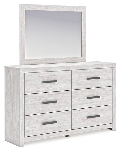 Cayboni Full Panel Bed with Mirrored Dresser and Chest