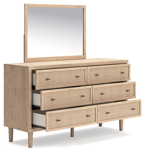 Cielden King Panel Bed with Mirrored Dresser, Chest and Nightstand