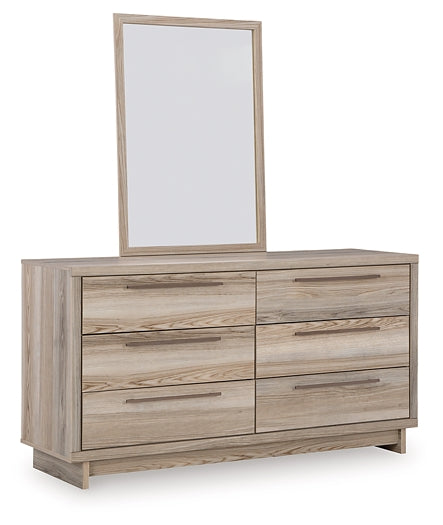 Hasbrick Queen Panel Headboard with Mirrored Dresser, Chest and Nightstand