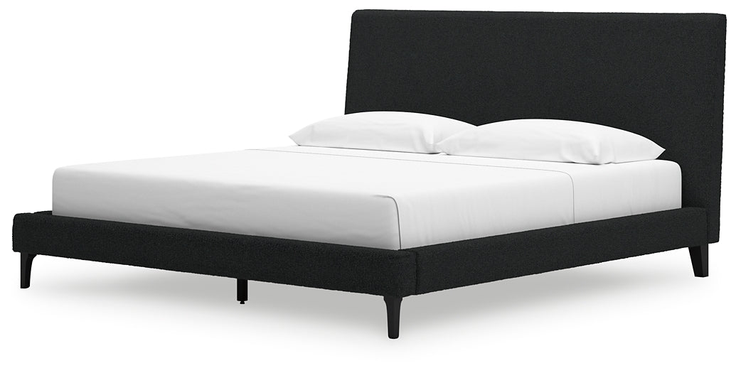 Cadmori King Upholstered Bed with Mirrored Dresser