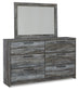 Baystorm King Panel Headboard with Mirrored Dresser