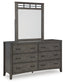 Montillan King Panel Bed with Mirrored Dresser