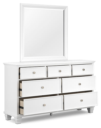 Fortman California King Panel Bed with Mirrored Dresser