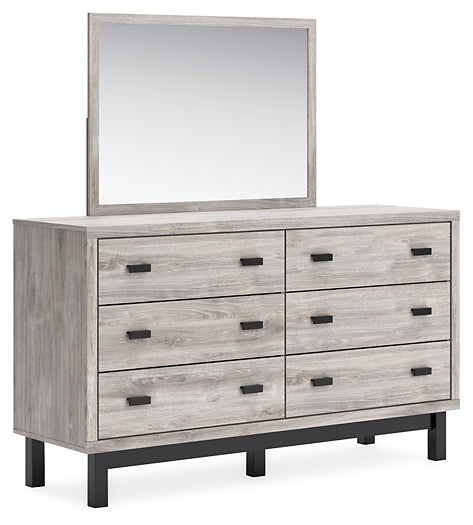 Vessalli King Panel Headboard with Mirrored Dresser