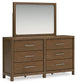 Cabalynn Queen Upholstered Bed with Mirrored Dresser