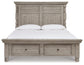 Harrastone Queen Panel Bed with Mirrored Dresser and Chest